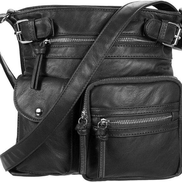 Handbags - Crossbody Bag PU Leather Multi Pocket adjustable straps casual travel